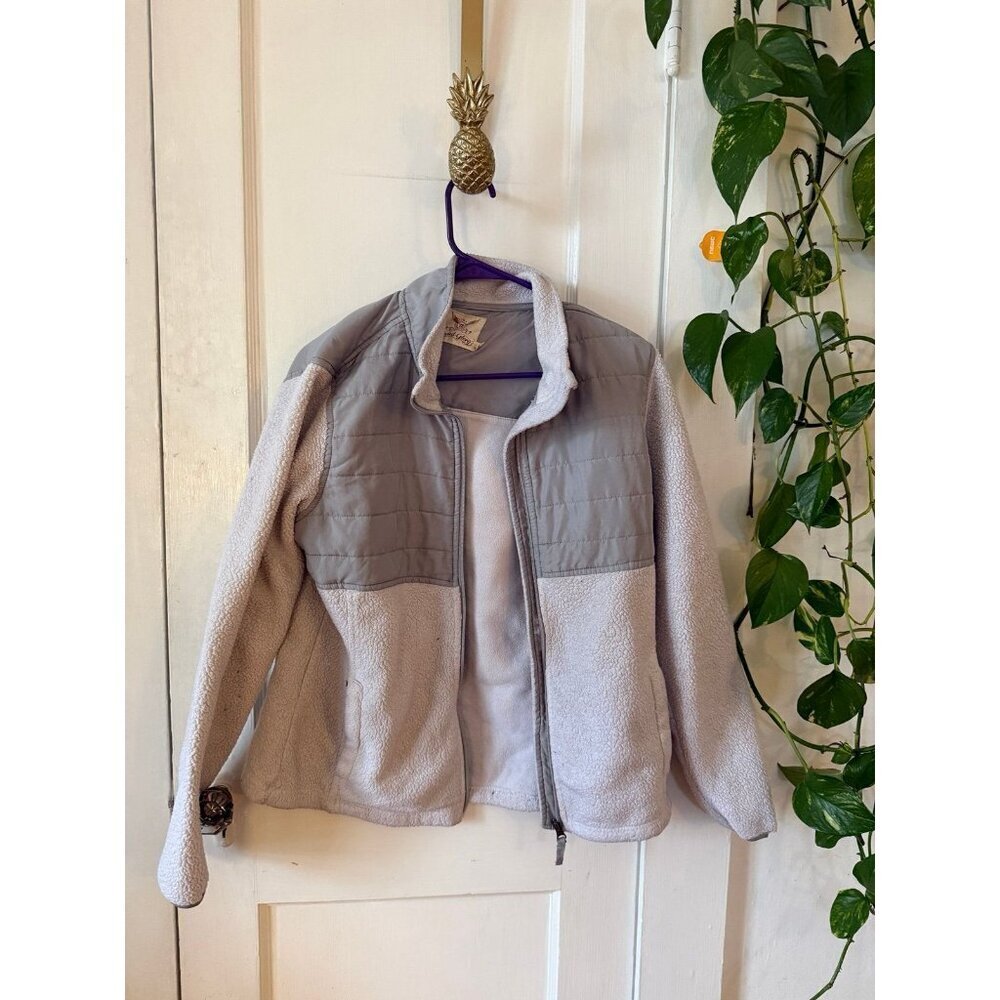 Faded Glory Sherpa Zip Jacket with Quilted Panels